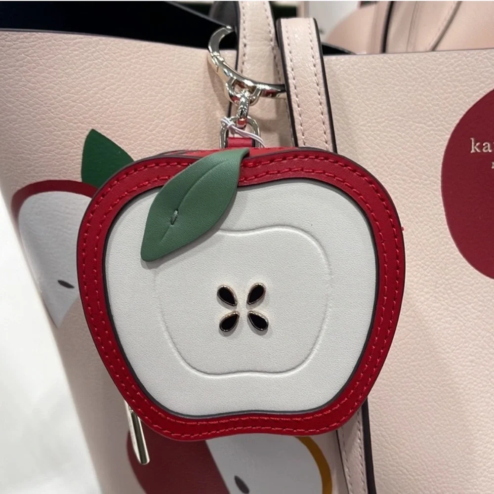 Kate Spade NOVELTY Red Honey crisp sliced apple key chain bag charm/coin purse - Picture 2 of 16
